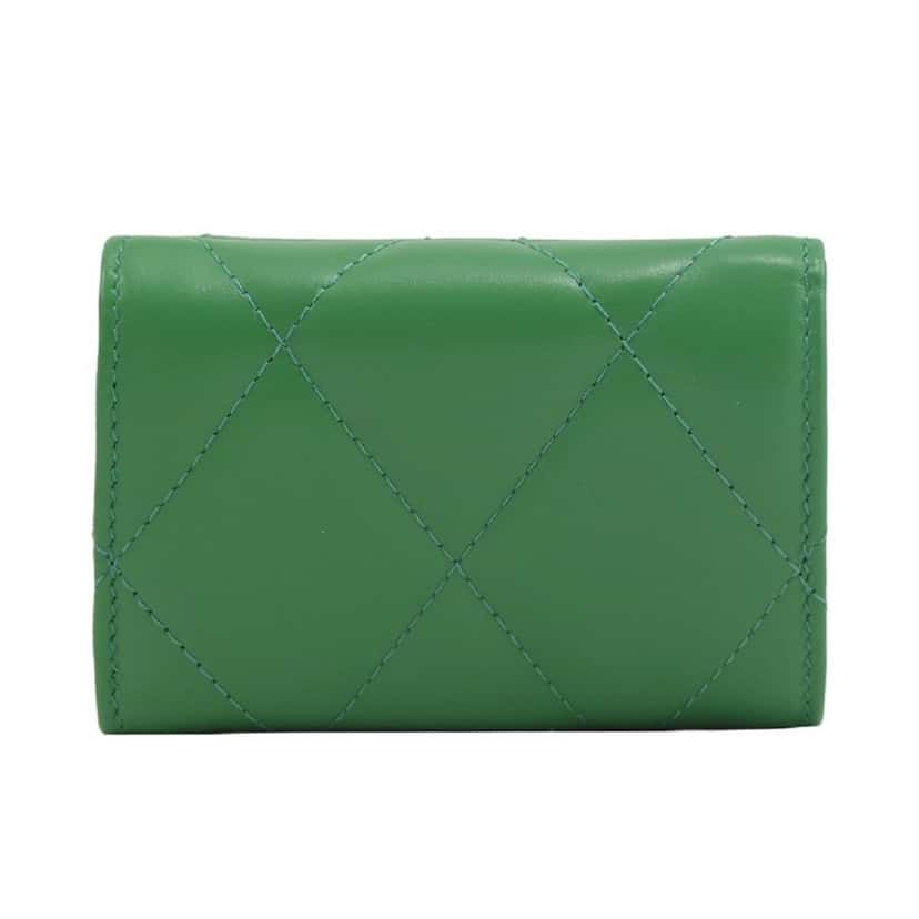 Balenciaga Balenciaga Touch Leaf Green Nappa Leather Quilted Mini Trifold Wallet Green Leather Never worn, with tag - Inside View