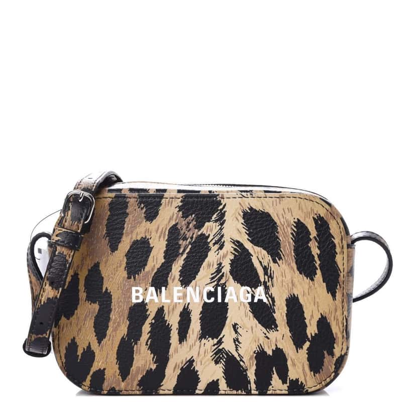 Balenciaga Balenciaga Calfskin Logo Printed Leopard XS Everyday Camera Bag Beige Leather Never worn, with tag - Front View