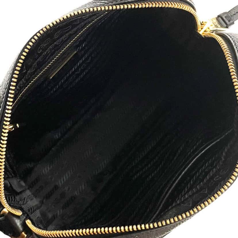 Prada Prada Vitello Phenix Black Leather Gold Logo Camera Crossbody Bag Black Leather Never worn, with tag - Inside View