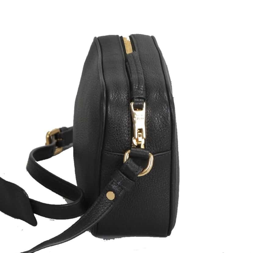Prada Prada Vitello Phenix Black Leather Gold Logo Camera Crossbody Bag Black Leather Never worn, with tag - Box View
