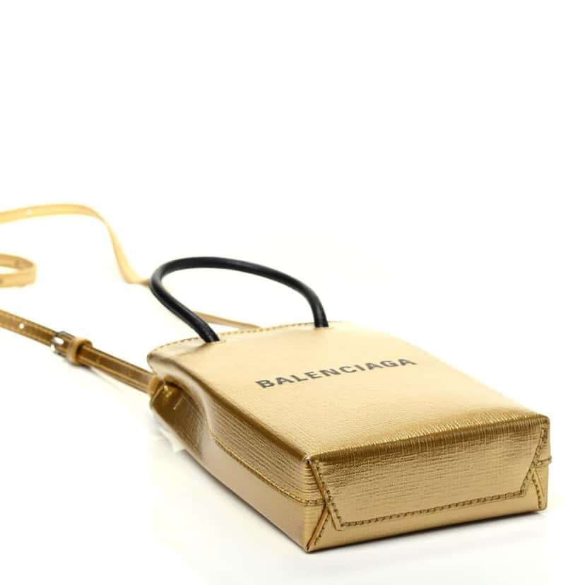 Balenciaga Balenciaga Gold Calfskin Leather Shopper Cross Body Bag Yellow Leather Never worn, with tag - Model View