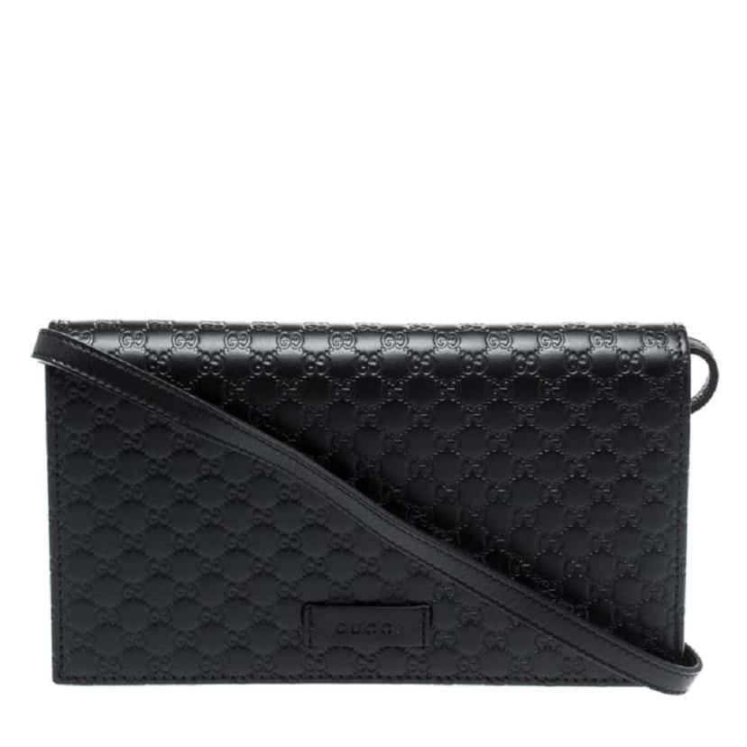 Gucci Gucci Microguccissima GG Logo Black Leather Wallet Crossbody Handbag Black Leather Never worn, with tag - Back View