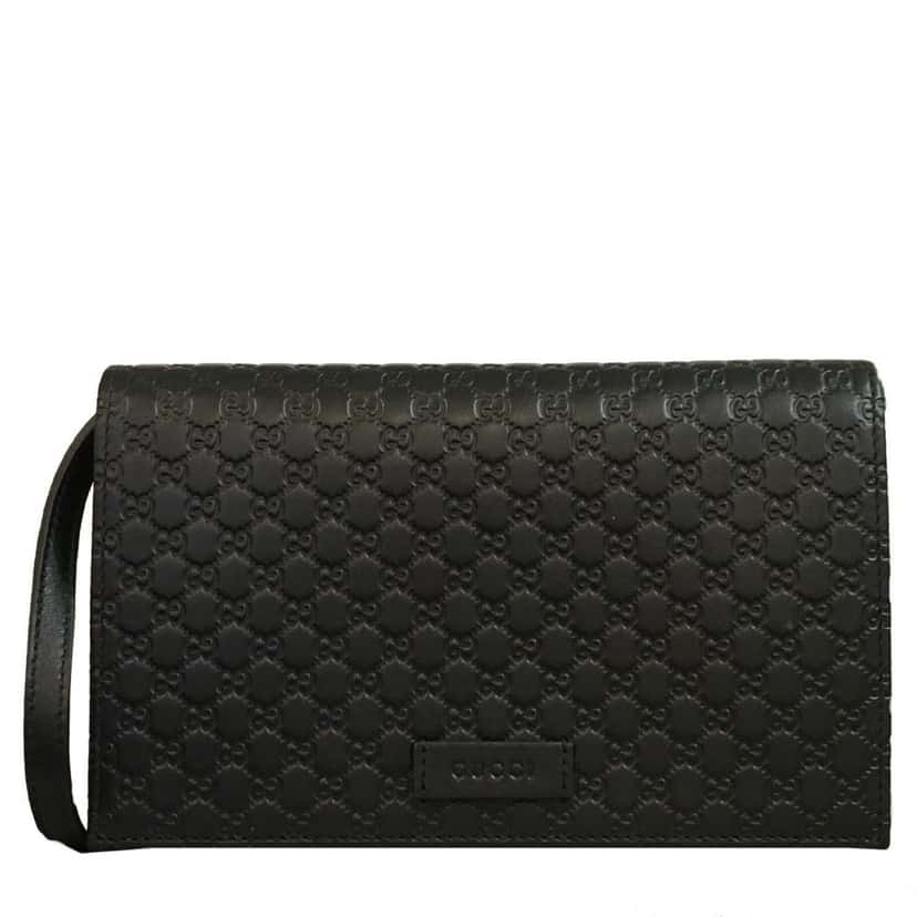 Gucci Gucci Microguccissima GG Logo Black Leather Wallet Crossbody Handbag Black Leather Never worn, with tag - Model View