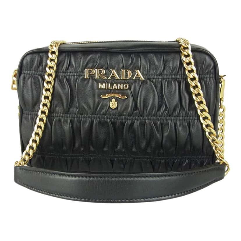 Prada Prada Black Gaufre Leather Small Crossbody Bag Black Leather Never worn, with tag - Front View