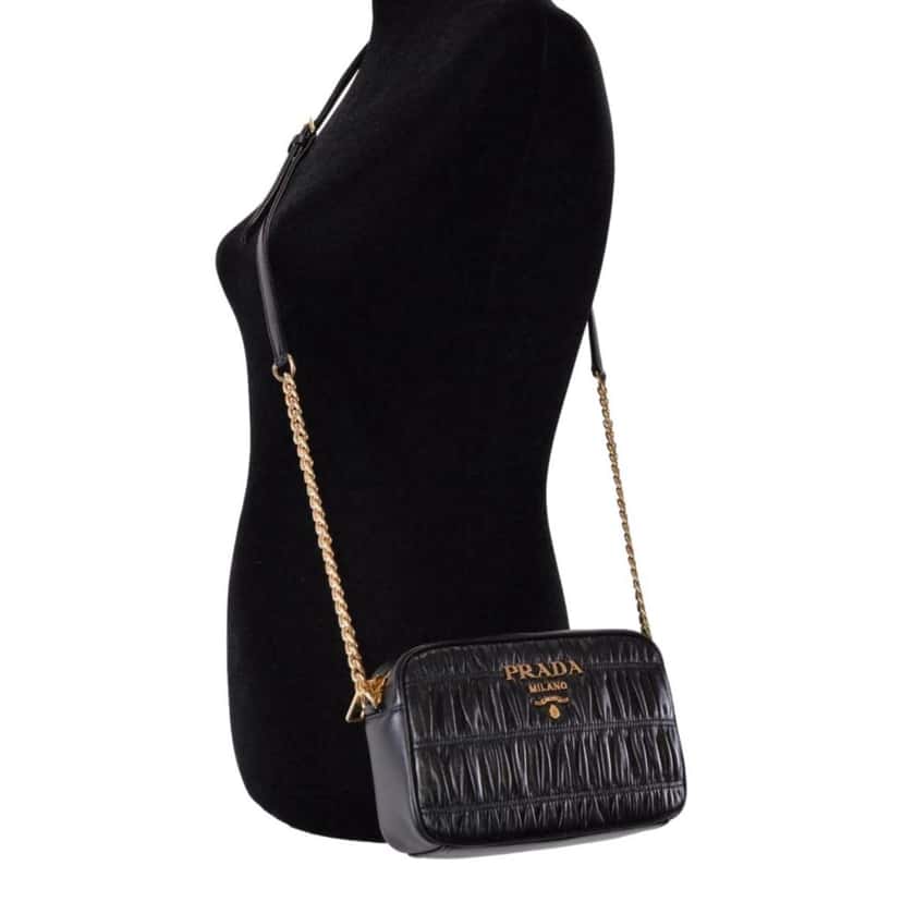Prada Prada Black Gaufre Leather Small Crossbody Bag Black Leather Never worn, with tag - Back View