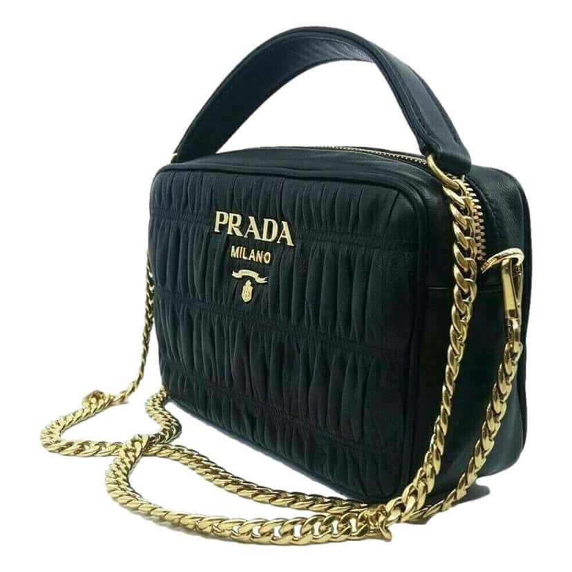 Prada Prada Black Gaufre Leather Small Crossbody Bag Black Leather Never worn, with tag - Inside View
