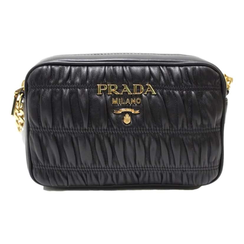 Prada Prada Black Gaufre Leather Small Crossbody Bag Black Leather Never worn, with tag - Box View
