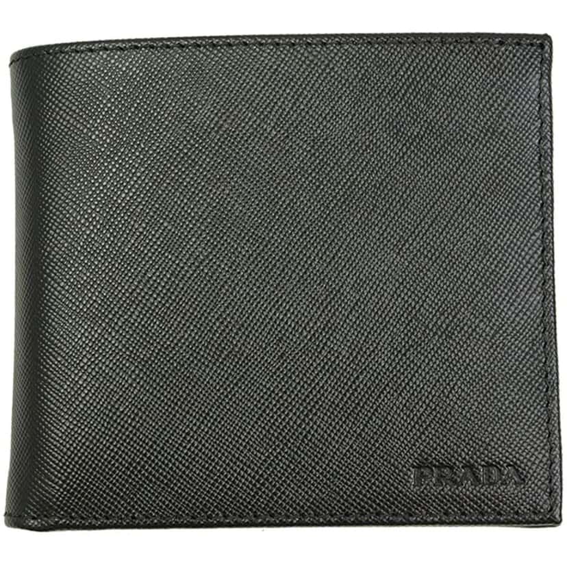 Prada Prada Men's Black Saffiano Leather Logo Billfold Bifold Wallet Black Leather Never worn, with tag - Front View