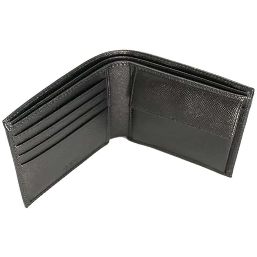 Prada Prada Men's Black Saffiano Leather Logo Billfold Bifold Wallet Black Leather Never worn, with tag - Inside View