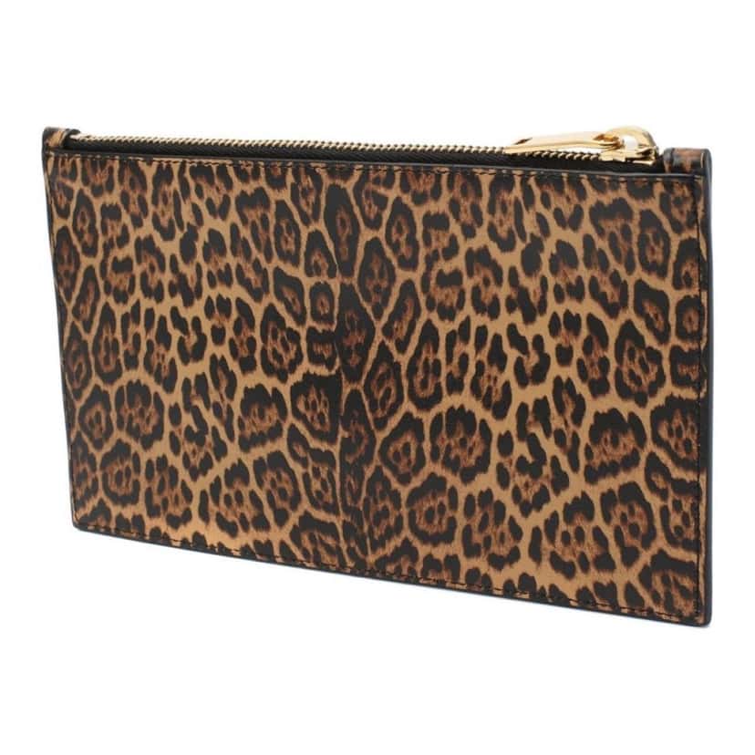 Saint Laurent Saint Laurent Leopard Printed Calfskin Leather Small Pouch Black Leather Never worn, with tag - Back View