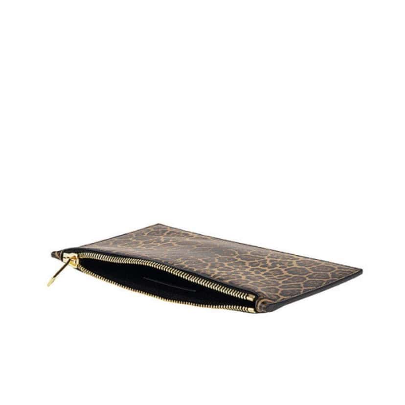 Saint Laurent Saint Laurent Leopard Printed Calfskin Leather Small Pouch Black Leather Never worn, with tag - Model View