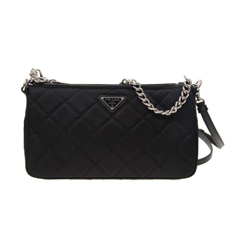 Prada Prada Black Tessuto Nylon Quilted Chain Crossbody Bag Black Never worn, with tag - Back View