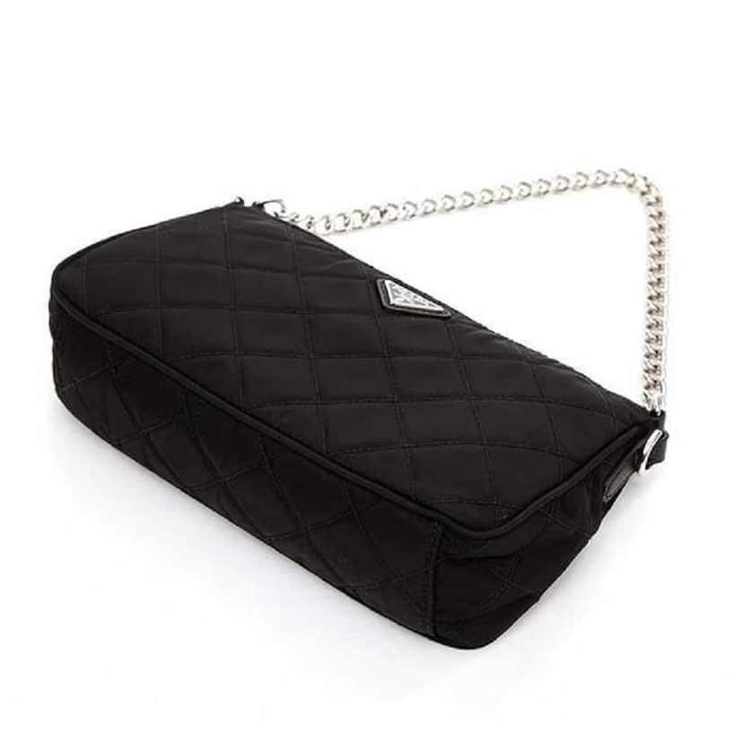 Prada Prada Black Tessuto Nylon Quilted Chain Crossbody Bag Black Never worn, with tag - Inside View