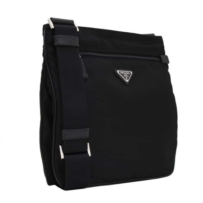 Prada Prada Tessuto Saffiano Black Messenger Bag Cross Body Black Never worn, with tag - Model View
