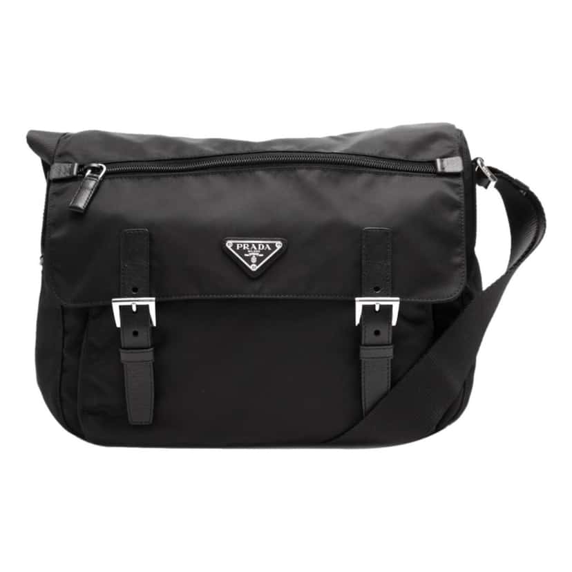 Prada Prada Black Nylon Triangle Logo Messenger Bag Black Never worn, with tag - Back View