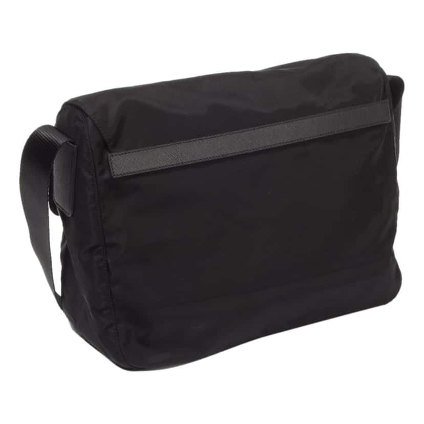 Prada Prada Black Nylon Triangle Logo Messenger Bag Black Never worn, with tag - Model View