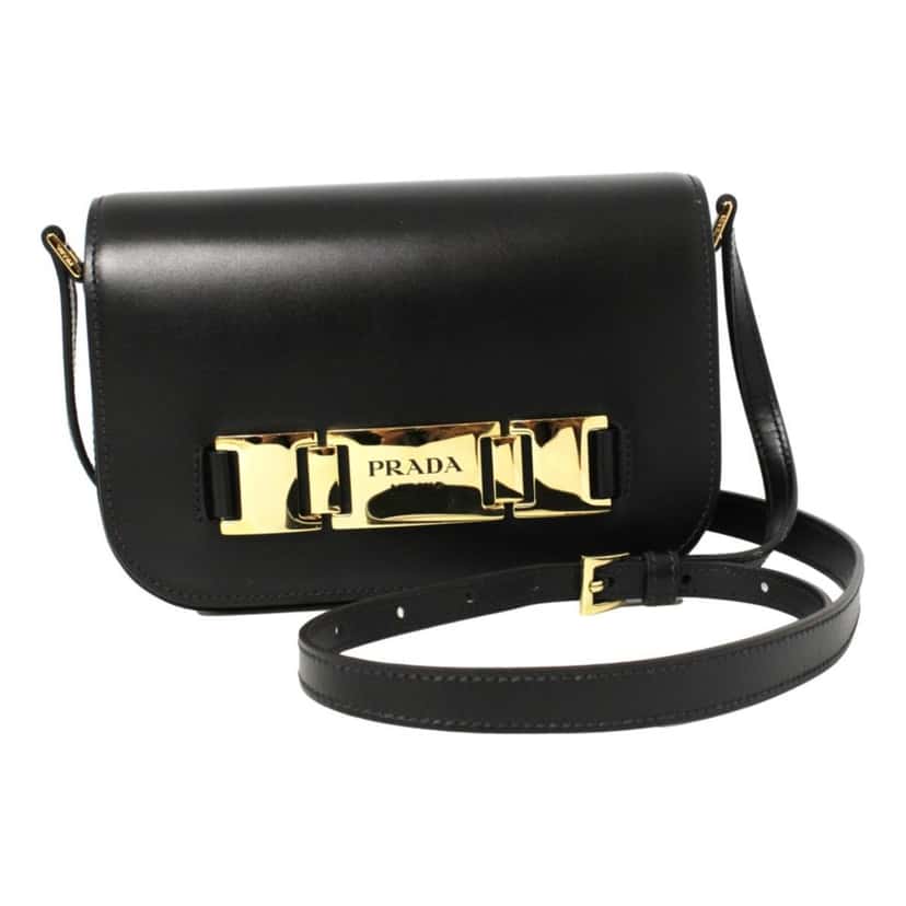 Prada Prada City Calf Leather Black Crossbody Flap Bag Black Leather Never worn, with tag - Back View