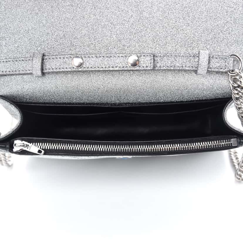 Balenciaga Balenciaga BB Silver Glittered Leather Wallet on Chain Bag Silver Leather Never worn, with tag - Model View