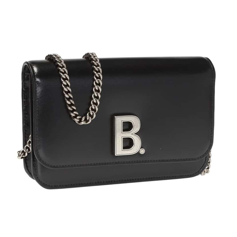 Balenciaga Balenciaga Black Calfskin Leather Silver Logo Chain Wallet Bag Black Leather Never worn, with tag - Back View