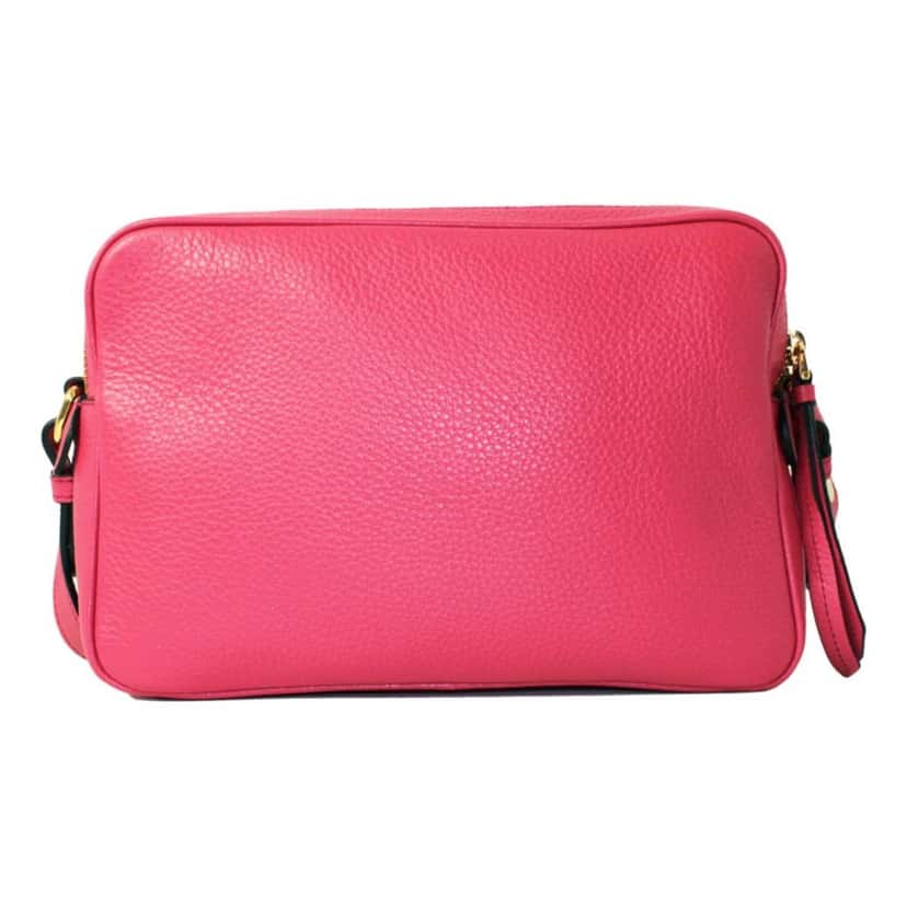 Prada Prada Peonia Pink Vitello Phenix Leather Double Zip Crossbody Pink Leather Never worn, with tag - Back View