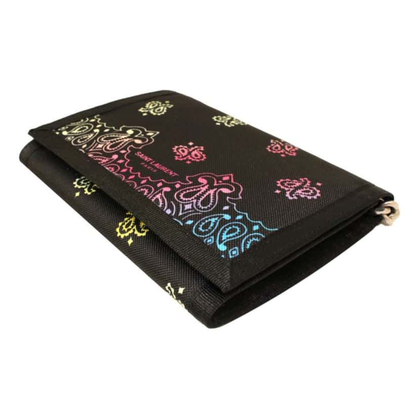 Saint Laurent Saint Laurent Black Nylon Chain Trifold Wallet Black Never worn, with tag - Model View