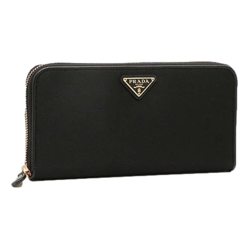 Prada Prada Black Tessuto Nylon Zip Around Wallet Gold Triangle Logo Black Never worn, with tag - Front View