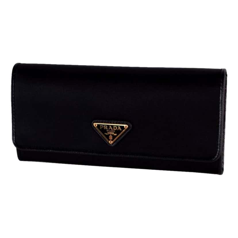 Prada Prada Triangle Logo Tessuto Re-Nylon Black Continental Large Flap Wallet Black Never worn, with tag - Front View