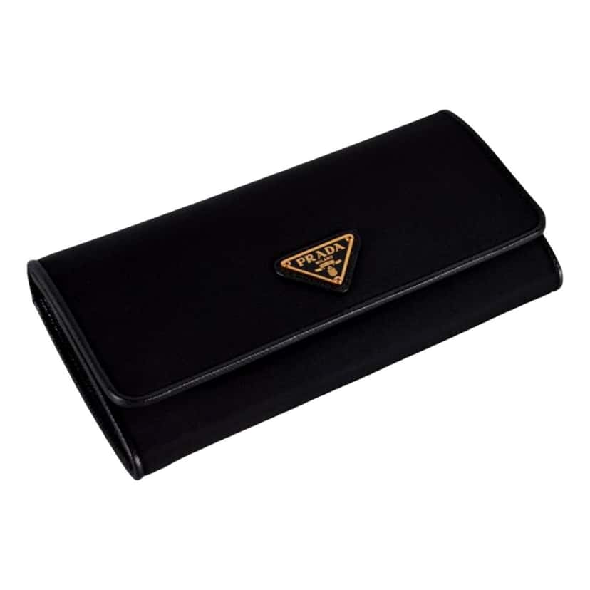 Prada Prada Triangle Logo Tessuto Re-Nylon Black Continental Large Flap Wallet Black Never worn, with tag - Inside View