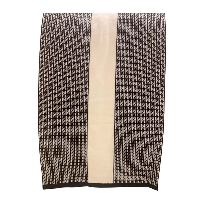 Fendi Fendi FF Print Nero and Bianco Knitted Wool Scarf Black Never worn, with tag - Back View