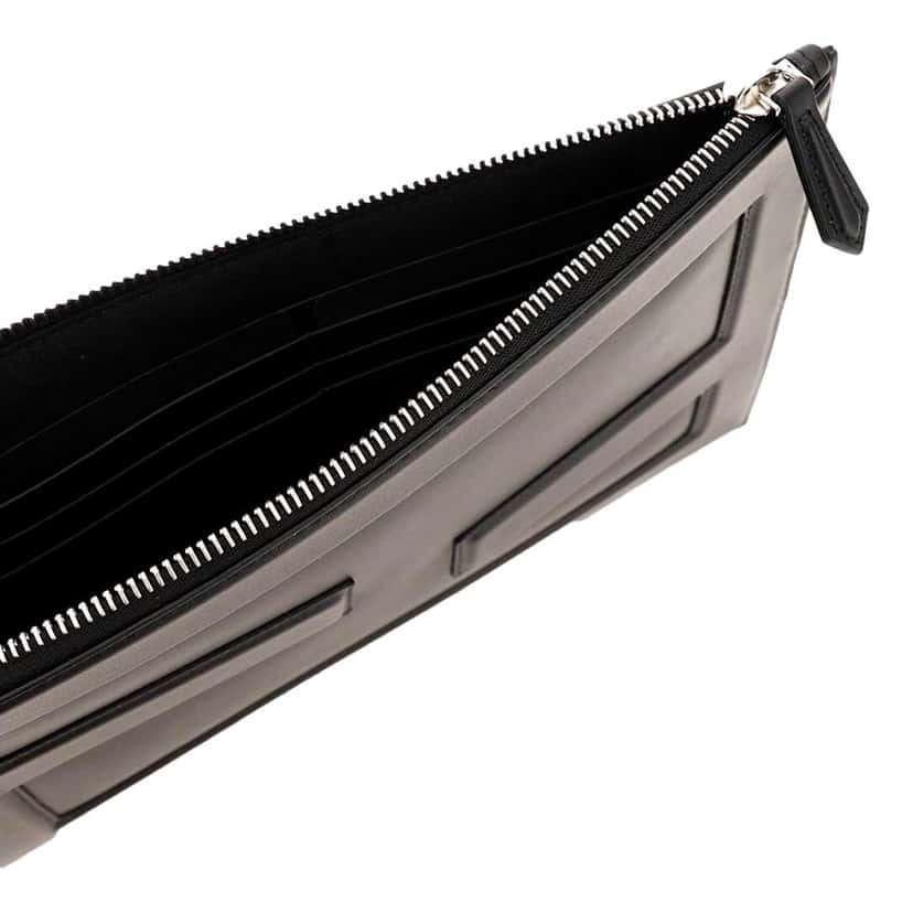 Fendi Fendi Baguette Black Calf Leather Embossed Clutch Black Leather Never worn, with tag - Box View