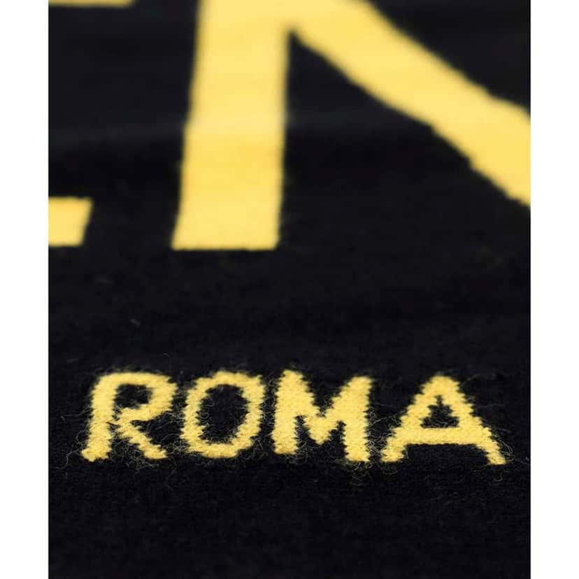 Fendi Fendi Roma Knitted Wool Cashmere Black Yellow Logo Scarf Black Never worn, with tag - Inside View