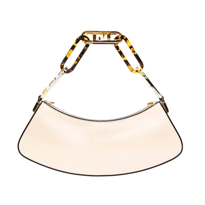 Fendi Fendi O'Lock Swing Ivory Calfskin Leather Shoulder Bag White Leather Never worn, with tag - Model View