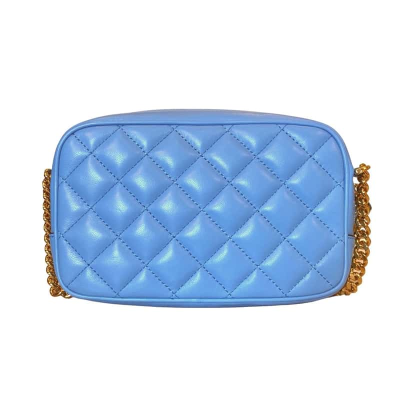 Versace Versace La Medusa Blue Quilted Small Camera Crossbody Bag Blue Leather Never worn, with tag - Back View