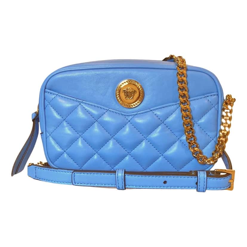 Versace Versace La Medusa Blue Quilted Small Camera Crossbody Bag Blue Leather Never worn, with tag - Inside View