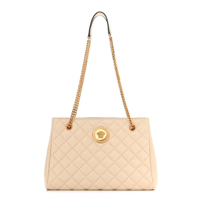 Versace Versace La Medusa Nappa Quilted Beige Leather Large Tote Bag Beige Leather Never worn, with tag - Front View