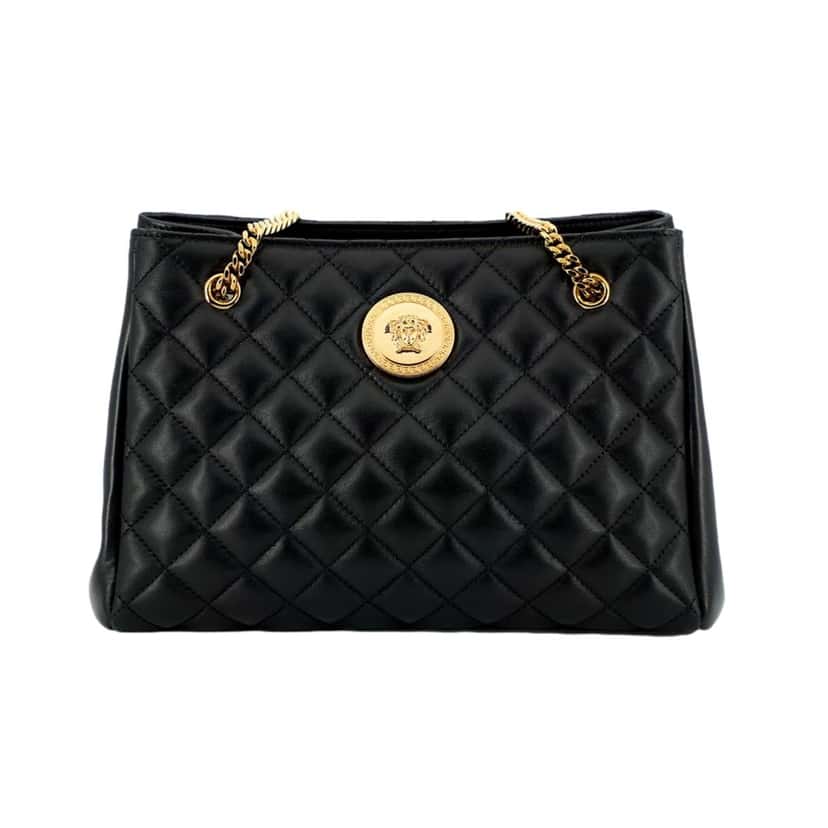 Versace Versace La Medusa Nappa Quilted Black Leather Large Tote Bag Black Leather Never worn, with tag - Back View