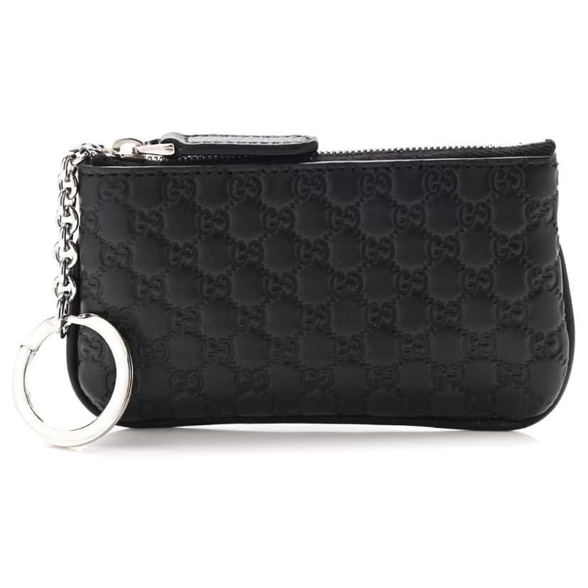 Gucci Gucci Micro GG Black Leather Key Case Black Leather Never worn, with tag - Front View