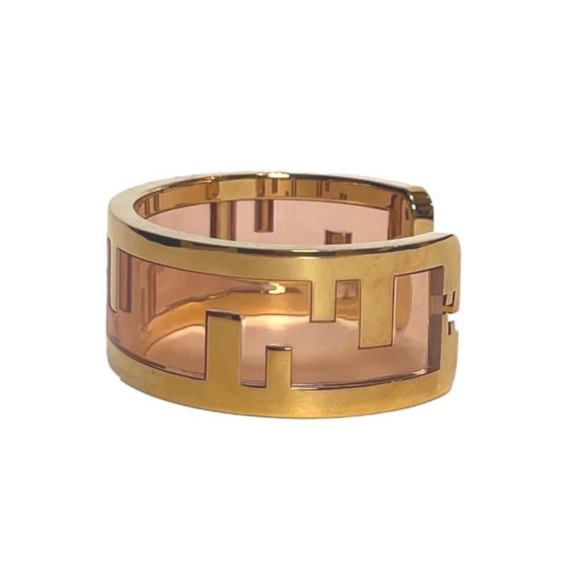 Fendi Fendi O'Lock Womens Gold Metal and Dust Pink Plexiglass Small Bracelet Gold Never worn, with tag - Back View
