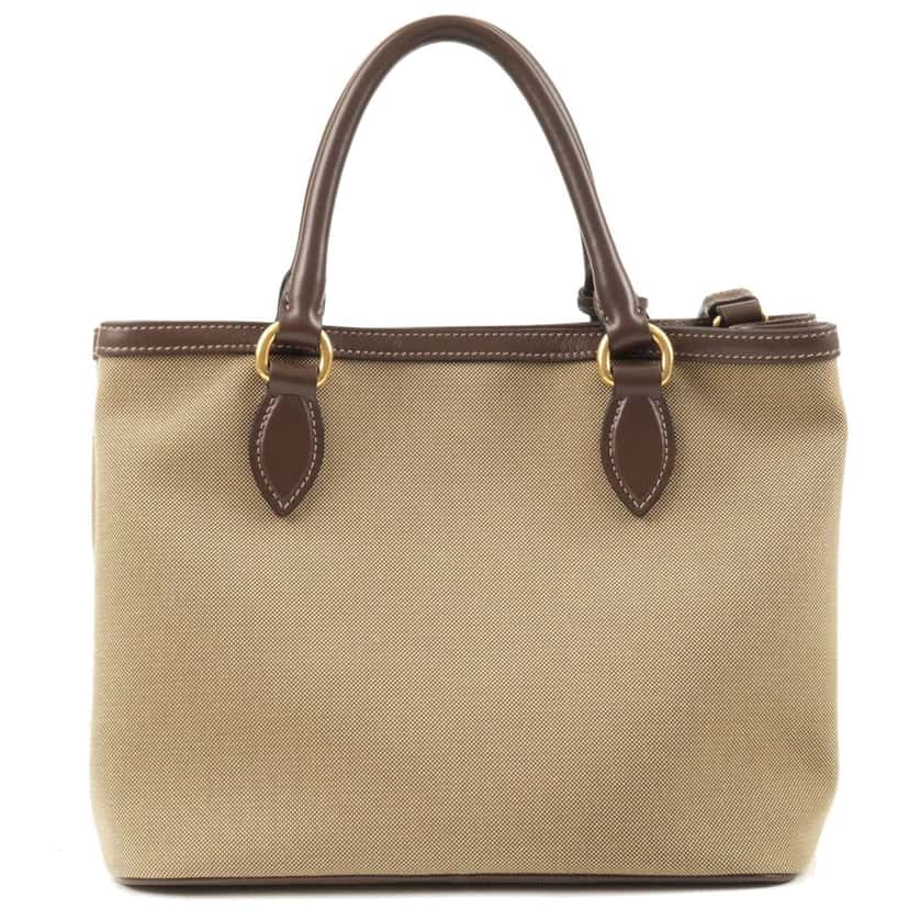 Prada Prada Logo Jacquard Beige Canvas Leather Trim Crossbody Satchel Bag Beige Canvas Never worn, with tag - Box View