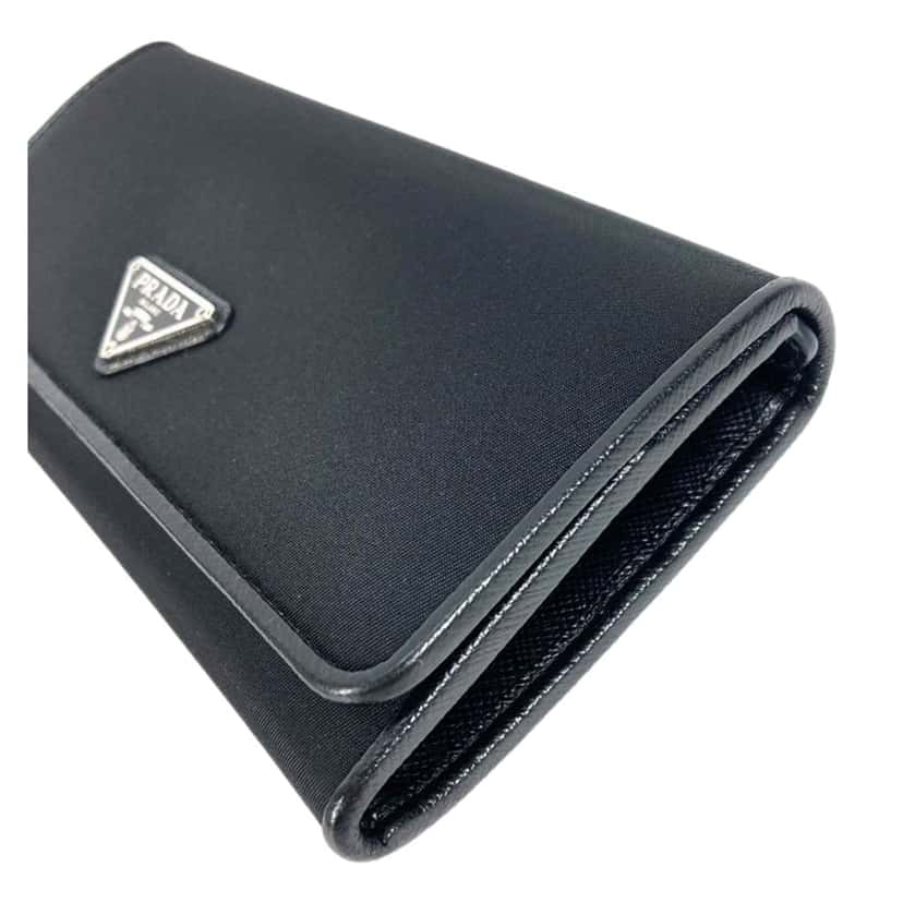 Prada Prada Tessuto Nero Black Continental Flap Black Wallet Silver Triangle Logo Black Never worn, with tag - Inside View