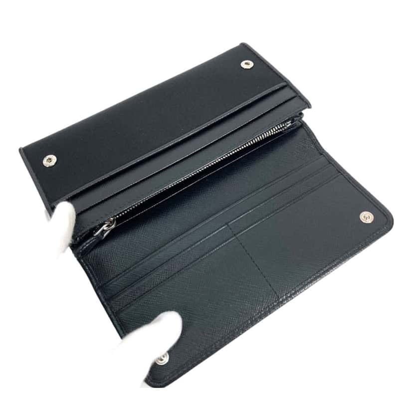 Prada Prada Tessuto Nero Black Continental Flap Black Wallet Silver Triangle Logo Black Never worn, with tag - Box View