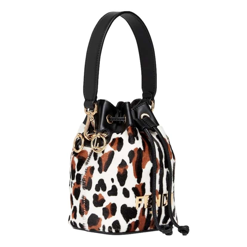 Fendi Fendi Mon Tresor Animal Print Sheepskin Mini Crossbody Bucket Bag Brown Leather Never worn, with tag - Back View