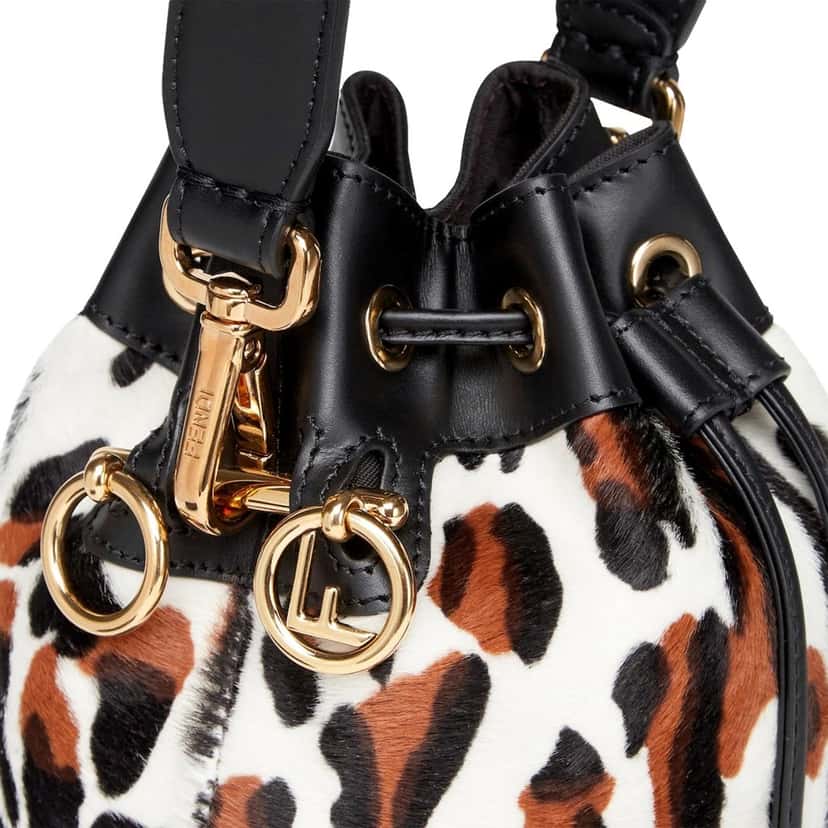 Fendi Fendi Mon Tresor Animal Print Sheepskin Mini Crossbody Bucket Bag Brown Leather Never worn, with tag - Box View