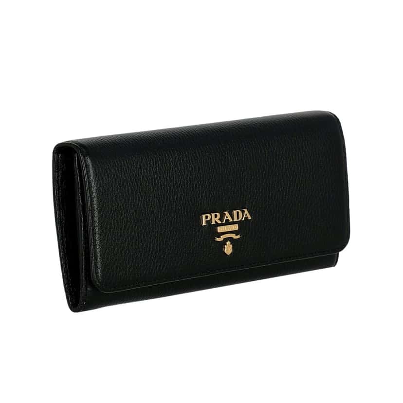 Prada Prada Vitello Grain Nero Black Leather Continental Long Wallet Zipper Pouch Black Leather Never worn, with tag - Back View