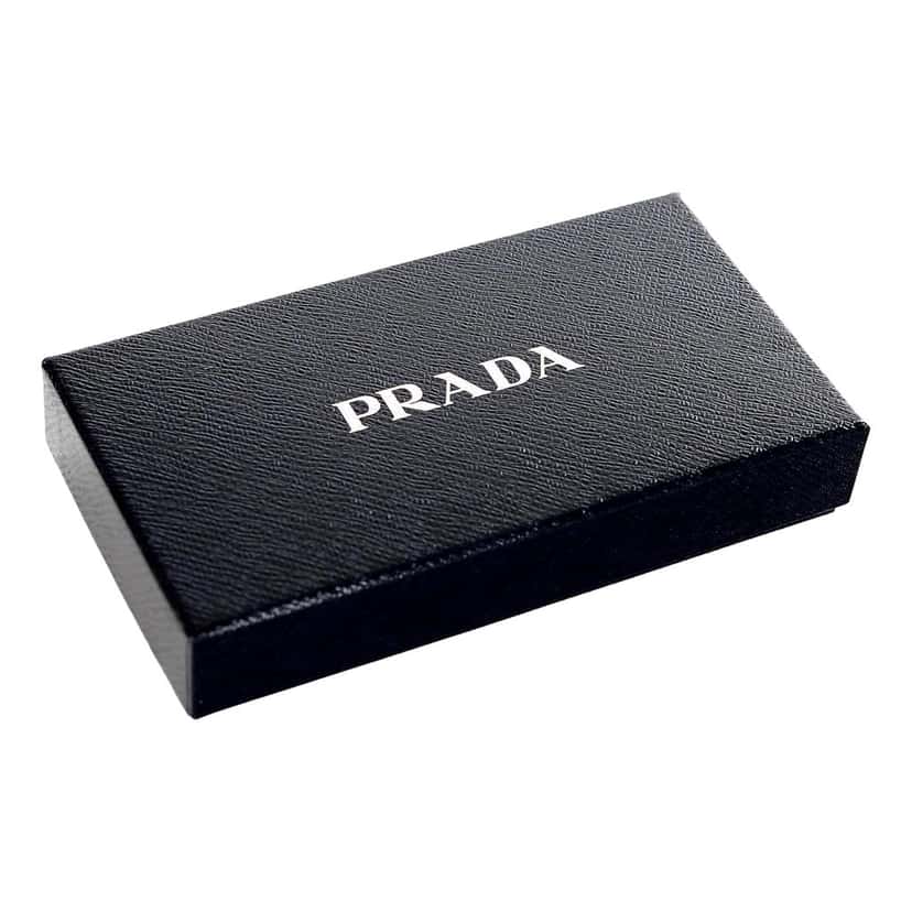 Prada Prada Vitello Grain Nero Black Leather Continental Long Wallet Zipper Pouch Black Leather Never worn, with tag - Box View