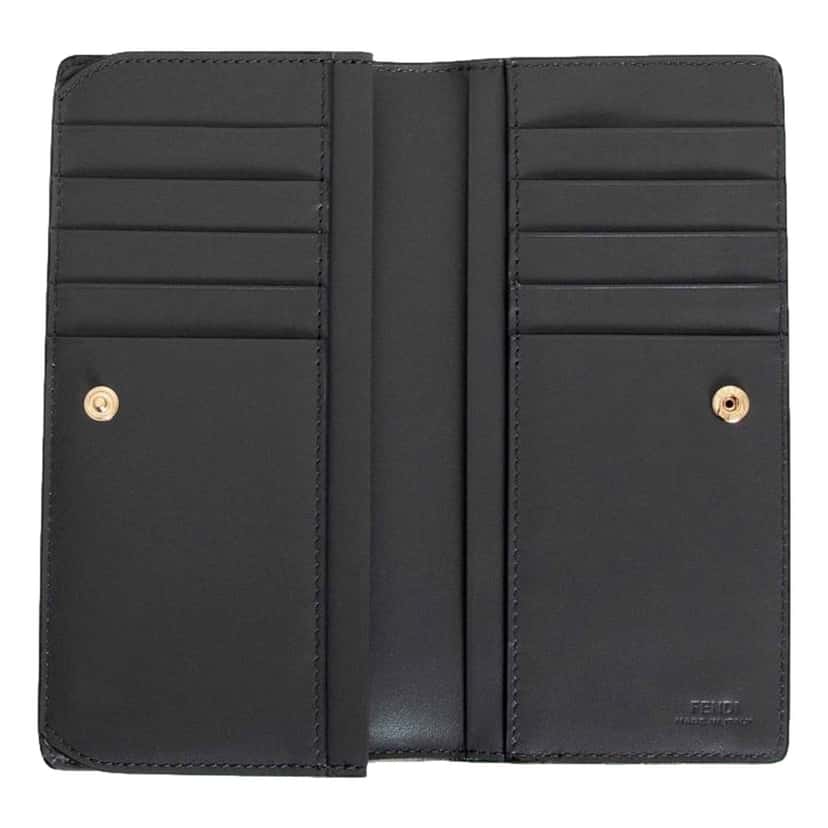 Fendi Fendi O'Lock Anthracite Gray and Python Print Leather Snap Continental Wallet Other Leather Never worn, with tag - Model View