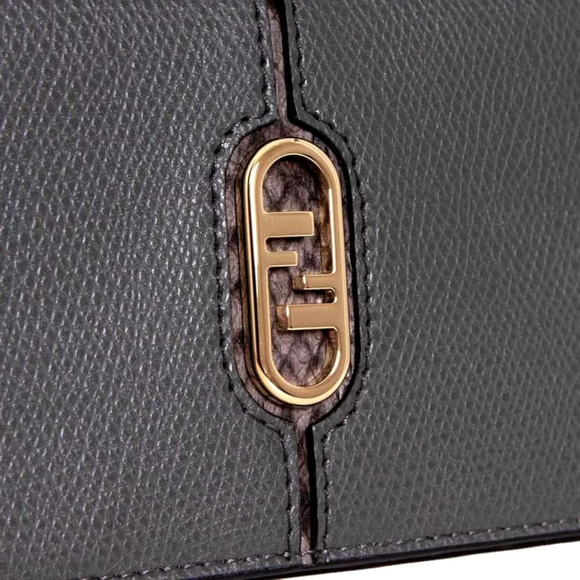 Fendi Fendi O'Lock Anthracite Gray and Python Print Leather Snap Continental Wallet Other Leather Never worn, with tag - Box View