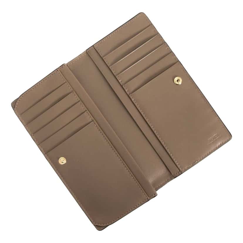 Fendi Fendi O'Lock Rose Pink and Tortora Gray Calf Leather Snap Continental Wallet Pink Leather Never worn, with tag - Back View