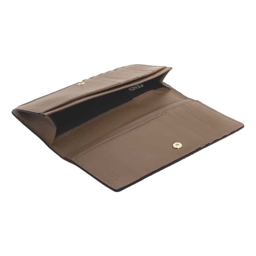 Fendi Fendi O'Lock Rose Pink and Tortora Gray Calf Leather Snap Continental Wallet Pink Leather Never worn, with tag - Inside View