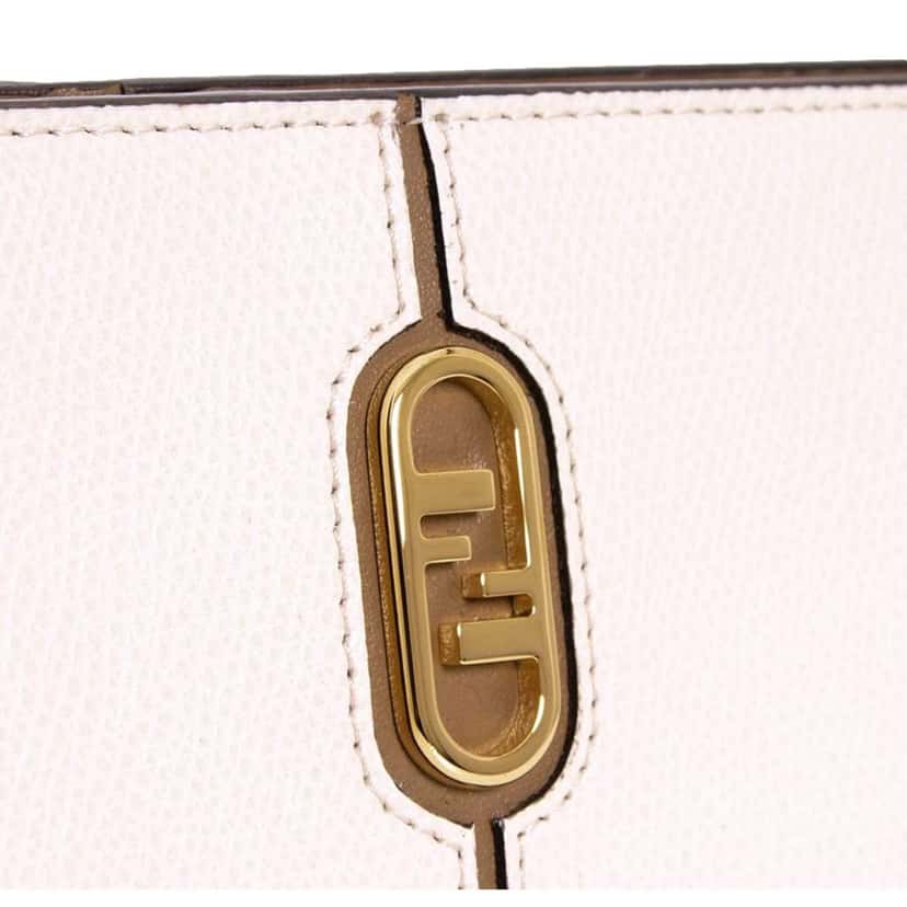 Fendi Fendi O'Lock Rose Pink and Tortora Gray Calf Leather Snap Continental Wallet Pink Leather Never worn, with tag - Model View